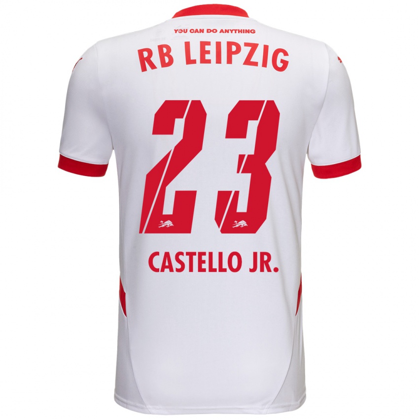 Niño Camiseta Castello Lukeba #23 Blanco Rojo 1ª Equipación 2024/25 La Camisa México