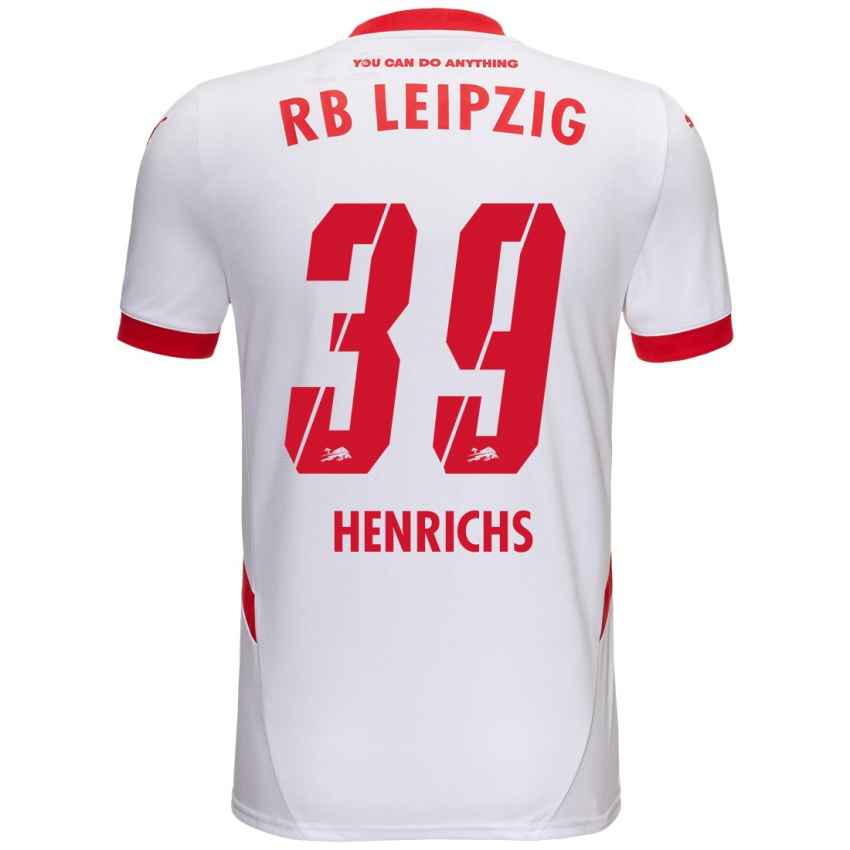 Niño Camiseta Benjamin Henrichs #39 Blanco Rojo 1ª Equipación 2024/25 La Camisa México