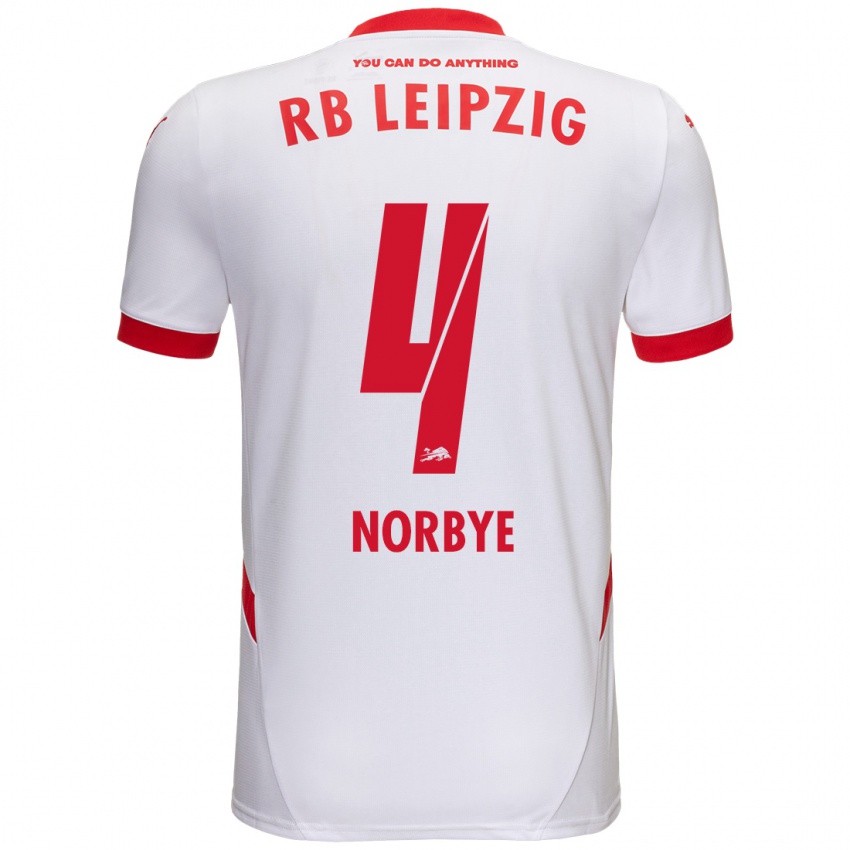 Niño Camiseta Jonathan Norbye #4 Blanco Rojo 1ª Equipación 2024/25 La Camisa México