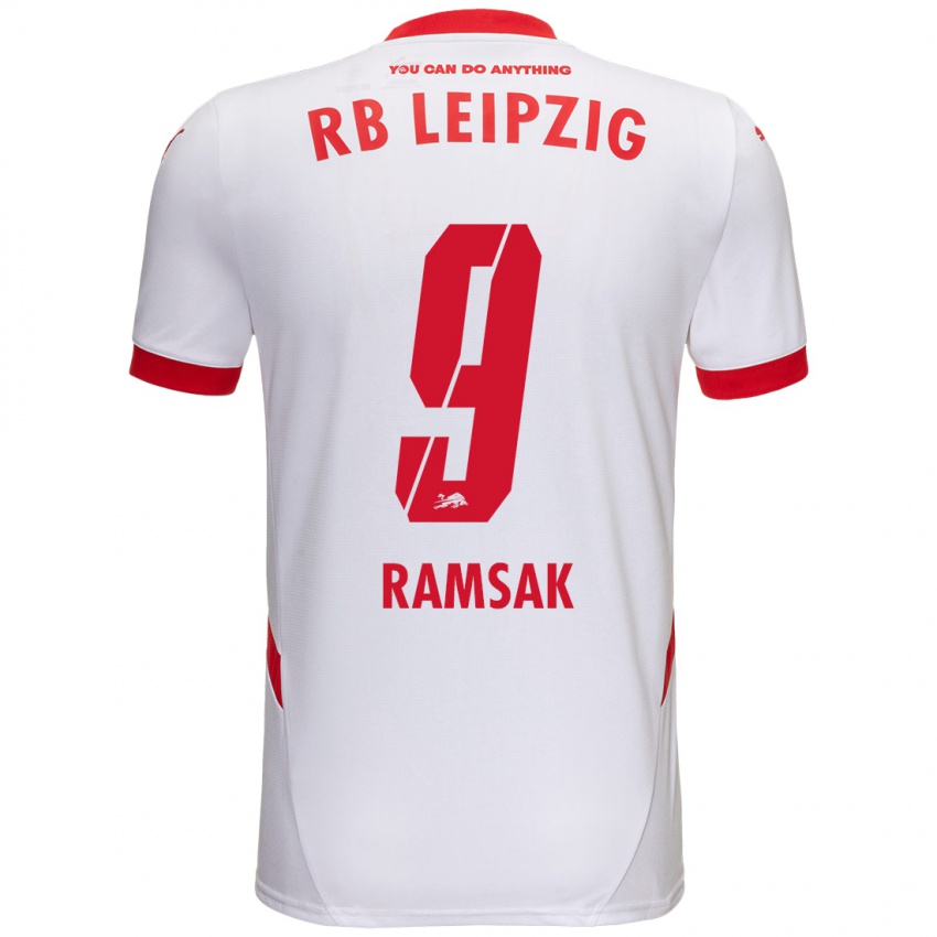 Niño Camiseta Robert Ramsak #9 Blanco Rojo 1ª Equipación 2024/25 La Camisa México