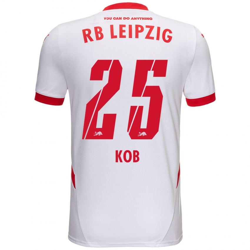 Niño Camiseta Leon Koß #25 Blanco Rojo 1ª Equipación 2024/25 La Camisa México