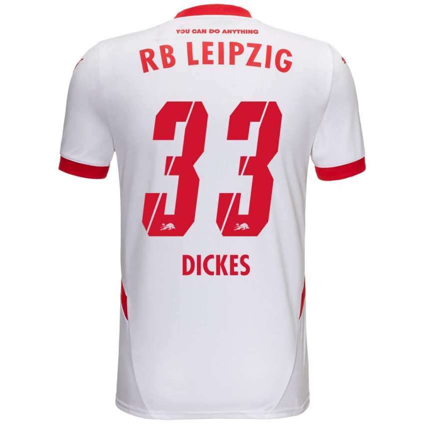 Niño Camiseta Fernando Dickes #33 Blanco Rojo 1ª Equipación 2024/25 La Camisa México