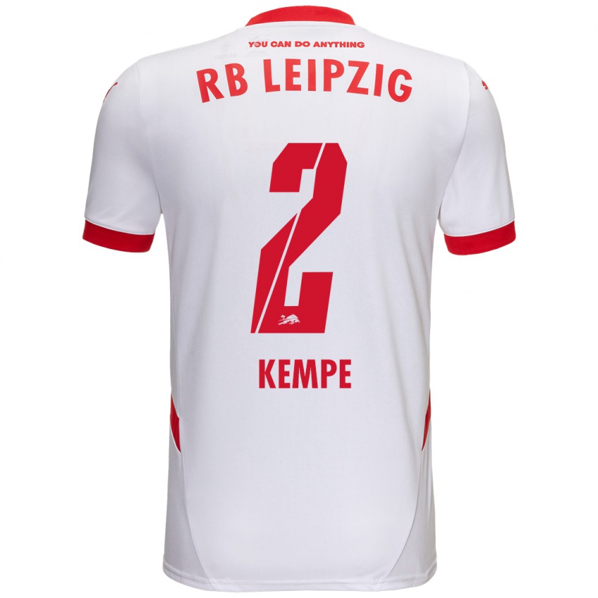 Niño Camiseta Frederike Kempe #2 Blanco Rojo 1ª Equipación 2024/25 La Camisa México