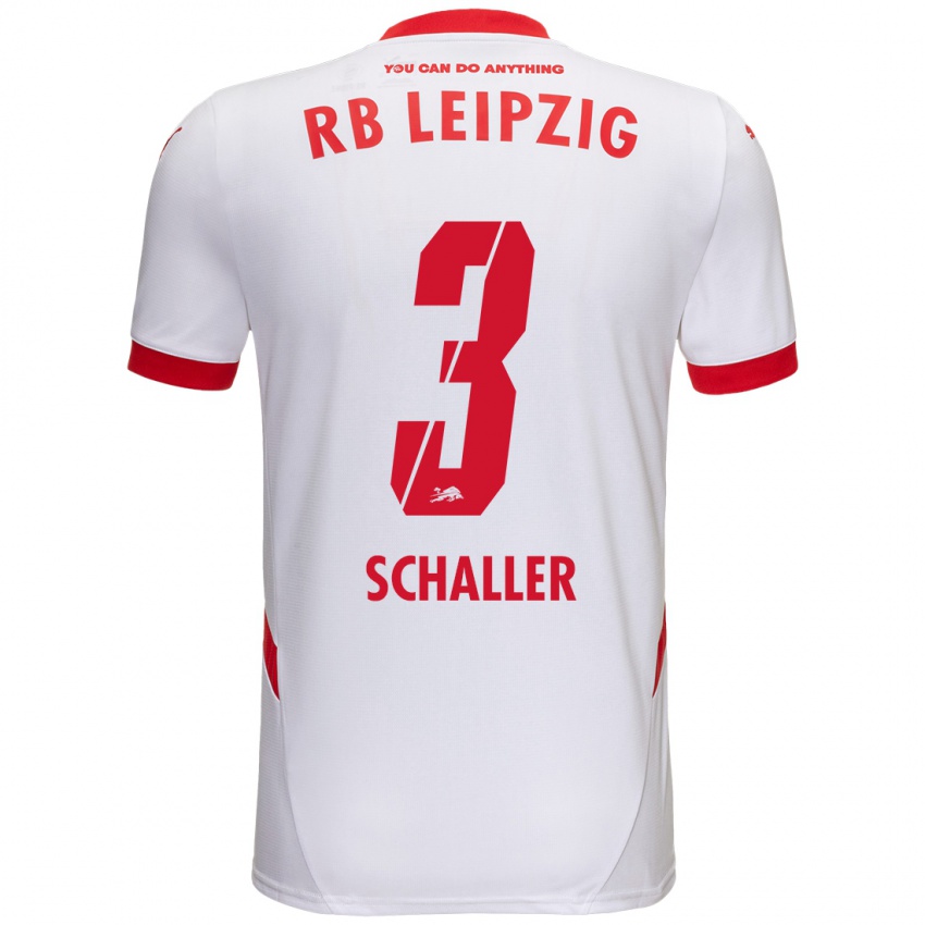 Niño Camiseta Josefine Schaller #3 Blanco Rojo 1ª Equipación 2024/25 La Camisa México