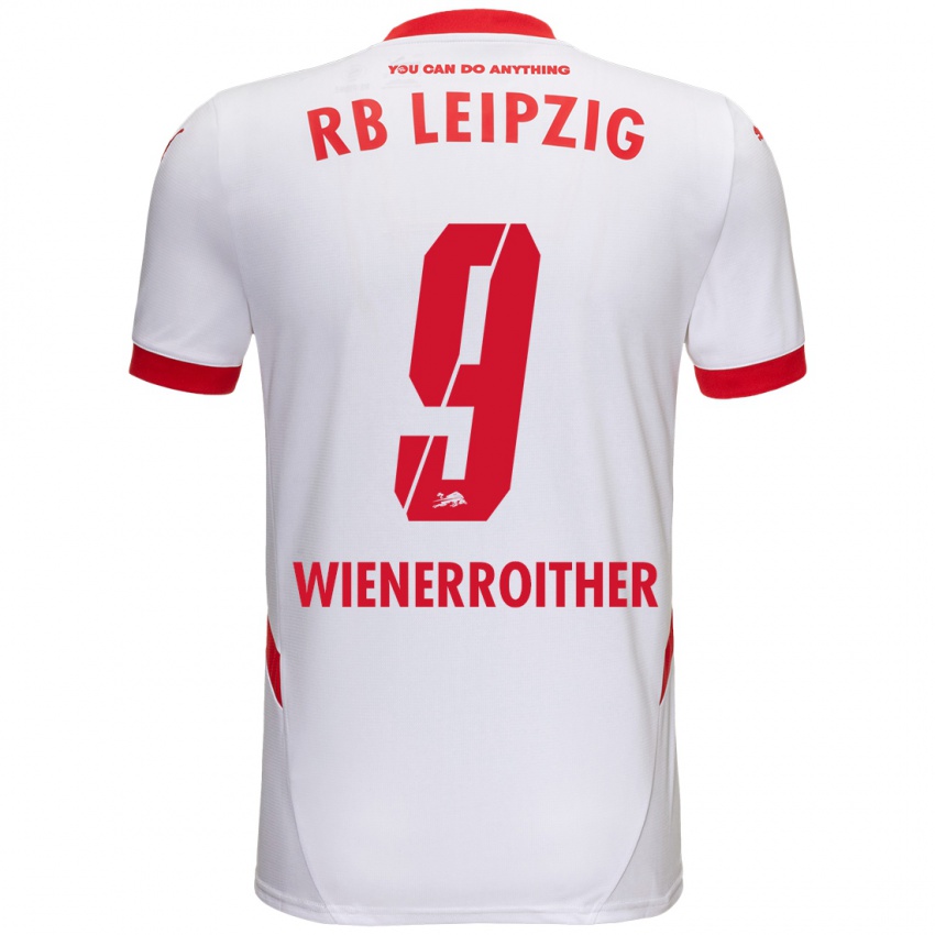 Niño Camiseta Katja Wienerroither #9 Blanco Rojo 1ª Equipación 2024/25 La Camisa México