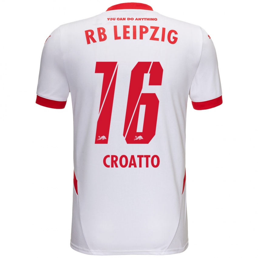 Niño Camiseta Michela Croatto #16 Blanco Rojo 1ª Equipación 2024/25 La Camisa México