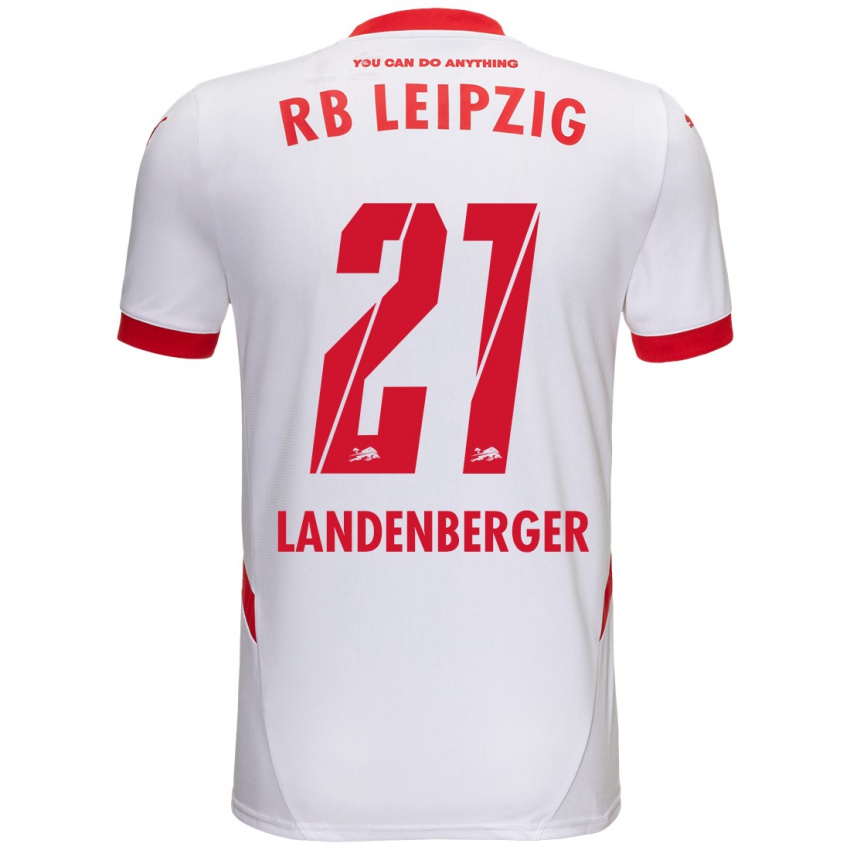 Niño Camiseta Julia Landenberger #21 Blanco Rojo 1ª Equipación 2024/25 La Camisa México