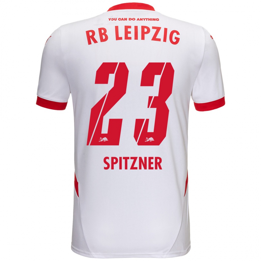 Niño Camiseta Kyra Spitzner #23 Blanco Rojo 1ª Equipación 2024/25 La Camisa México