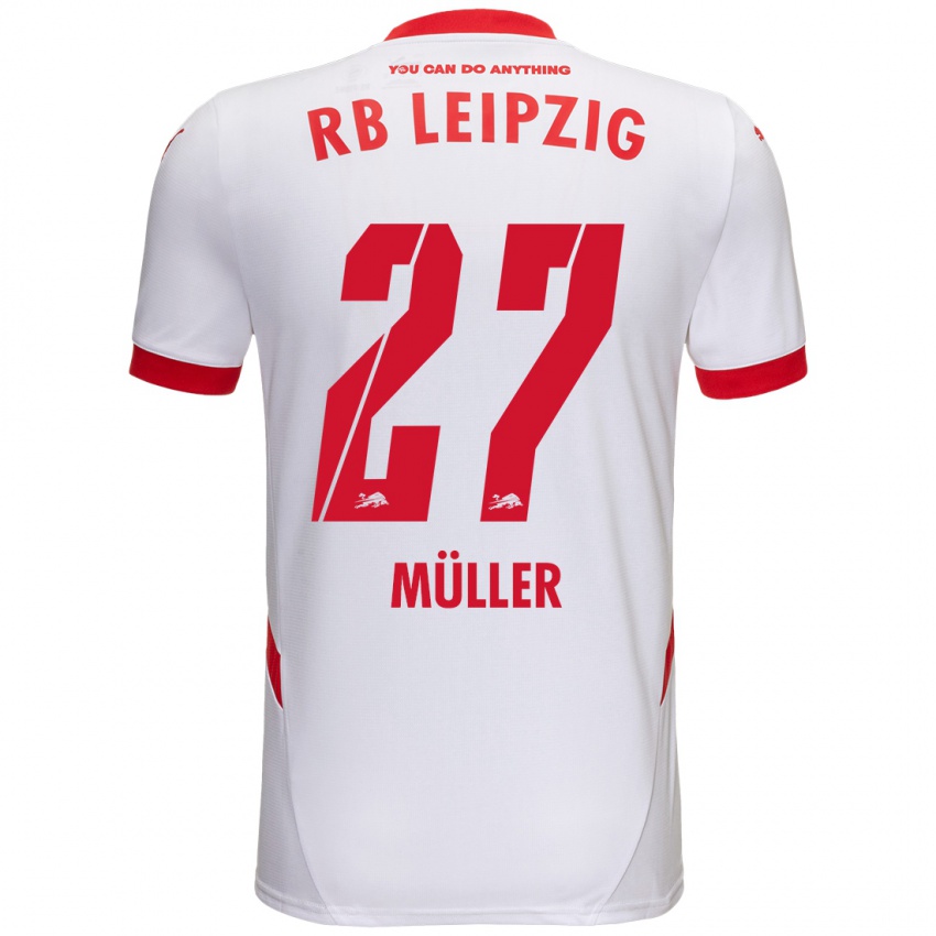 Niño Camiseta Marlene Müller #27 Blanco Rojo 1ª Equipación 2024/25 La Camisa México