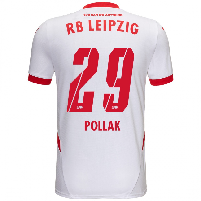 Niño Camiseta Julia Pollak #29 Blanco Rojo 1ª Equipación 2024/25 La Camisa México