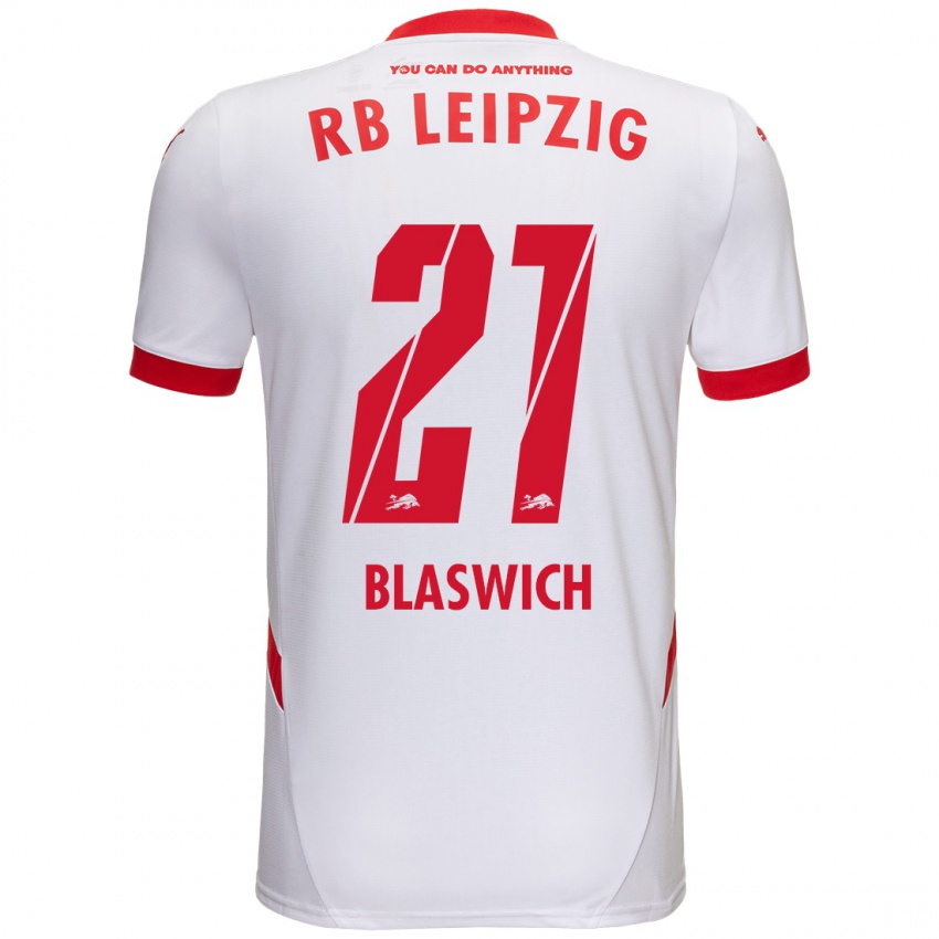 Niño Camiseta Janis Blaswich #21 Blanco Rojo 1ª Equipación 2024/25 La Camisa México