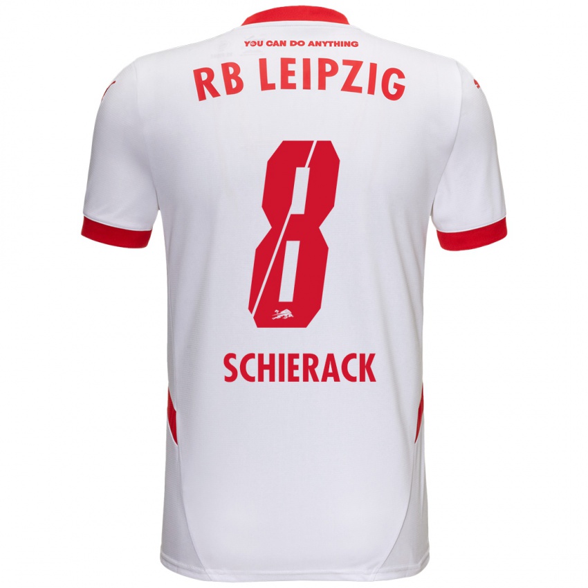 Niño Camiseta Simon Schierack #8 Blanco Rojo 1ª Equipación 2024/25 La Camisa México