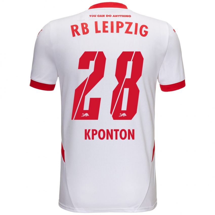 Niño Camiseta Marwan Kponton #28 Blanco Rojo 1ª Equipación 2024/25 La Camisa México