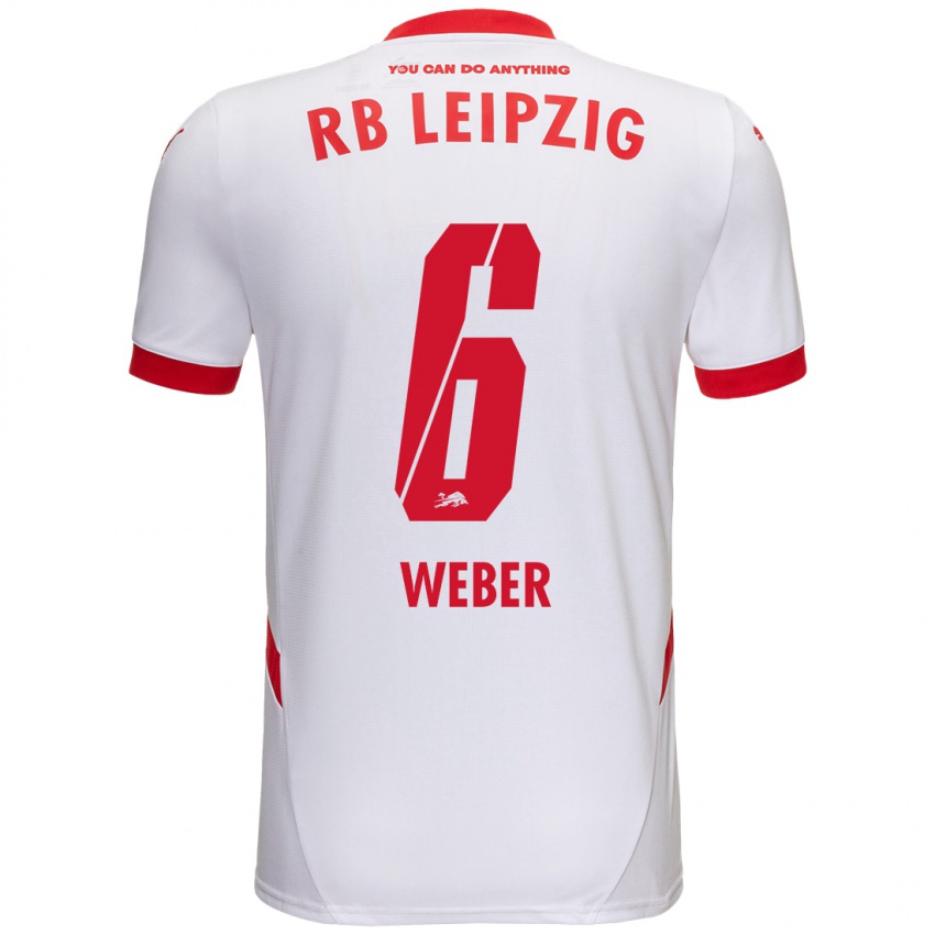 Niño Camiseta Samuel Weber #6 Blanco Rojo 1ª Equipación 2024/25 La Camisa México