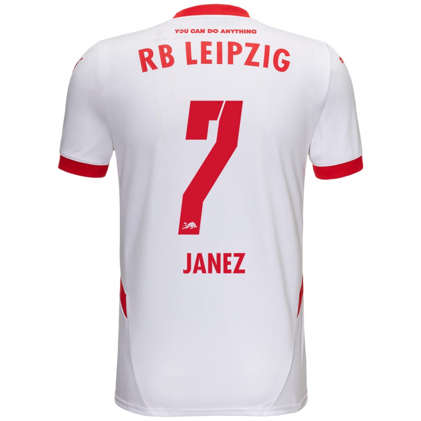 Niño Camiseta Korina Lara Janež #7 Blanco Rojo 1ª Equipación 2024/25 La Camisa México