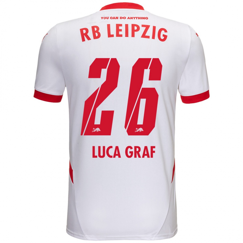 Niño Camiseta Luca Marie Graf #26 Blanco Rojo 1ª Equipación 2024/25 La Camisa México