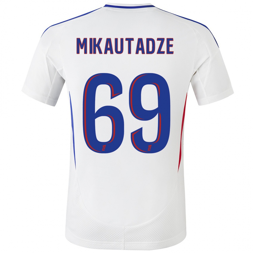 Niño Camiseta Georges Mikautadze #69 Blanco Azul 1ª Equipación 2024/25 La Camisa México