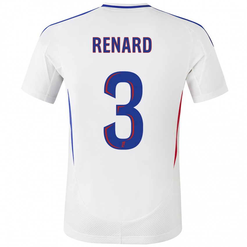 Niño Camiseta Wendie Renard #3 Blanco Azul 1ª Equipación 2024/25 La Camisa México