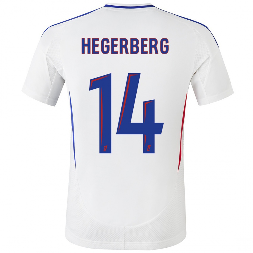 Niño Camiseta Ada Hegerberg #14 Blanco Azul 1ª Equipación 2024/25 La Camisa México