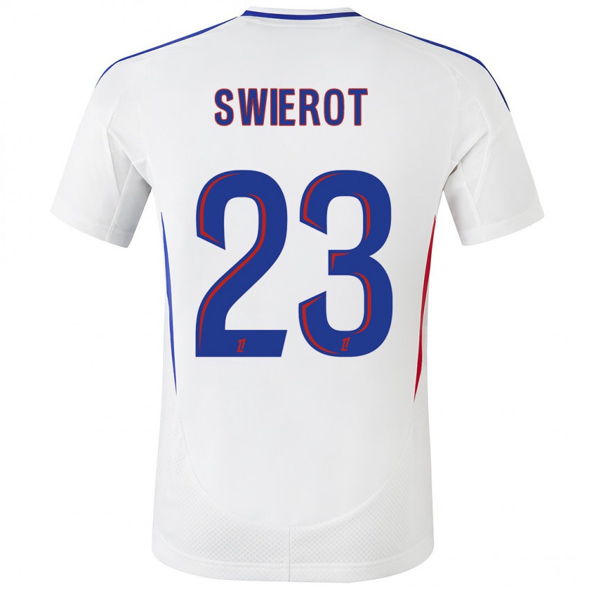 Niño Camiseta Julie Swierot #23 Blanco Azul 1ª Equipación 2024/25 La Camisa México