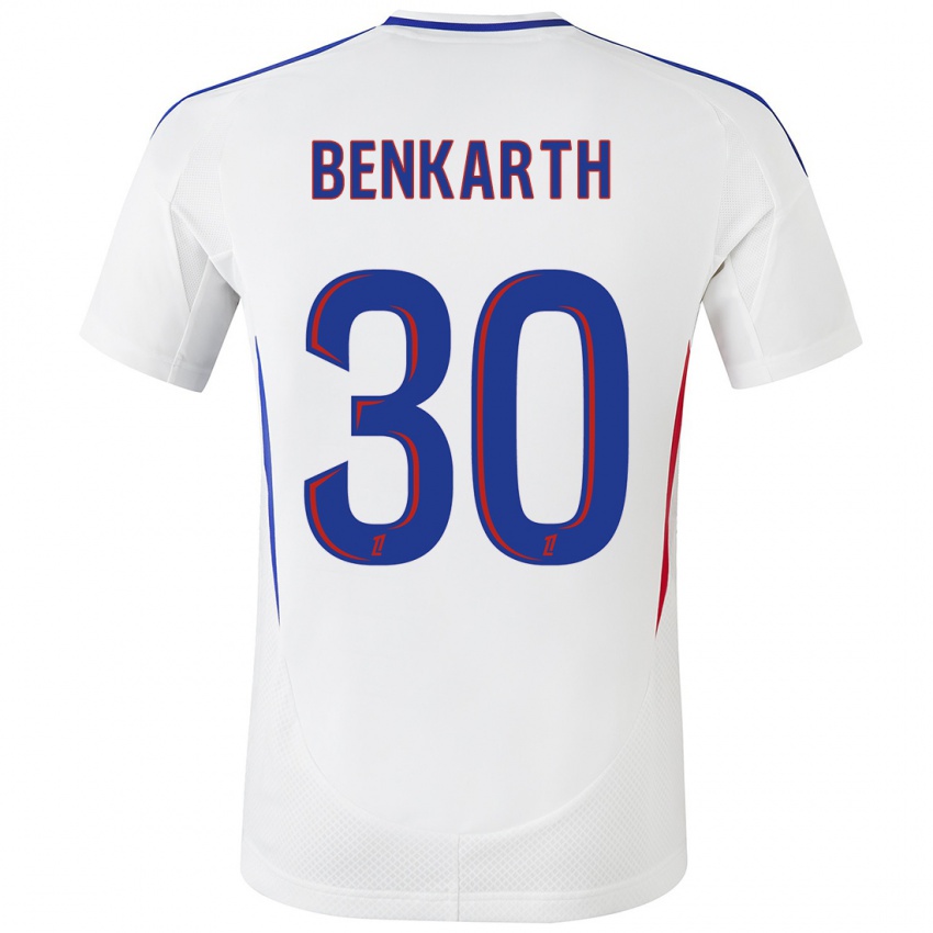 Niño Camiseta Laura Benkarth #30 Blanco Azul 1ª Equipación 2024/25 La Camisa México