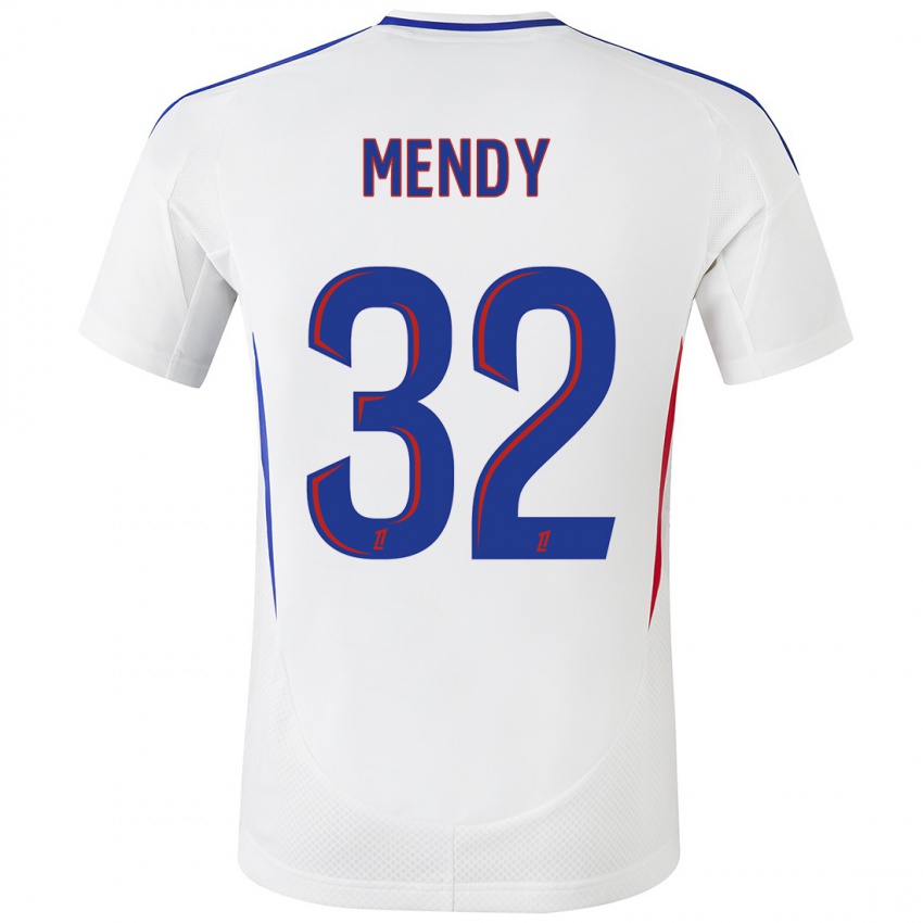 Niño Camiseta Maeline Mendy #32 Blanco Azul 1ª Equipación 2024/25 La Camisa México