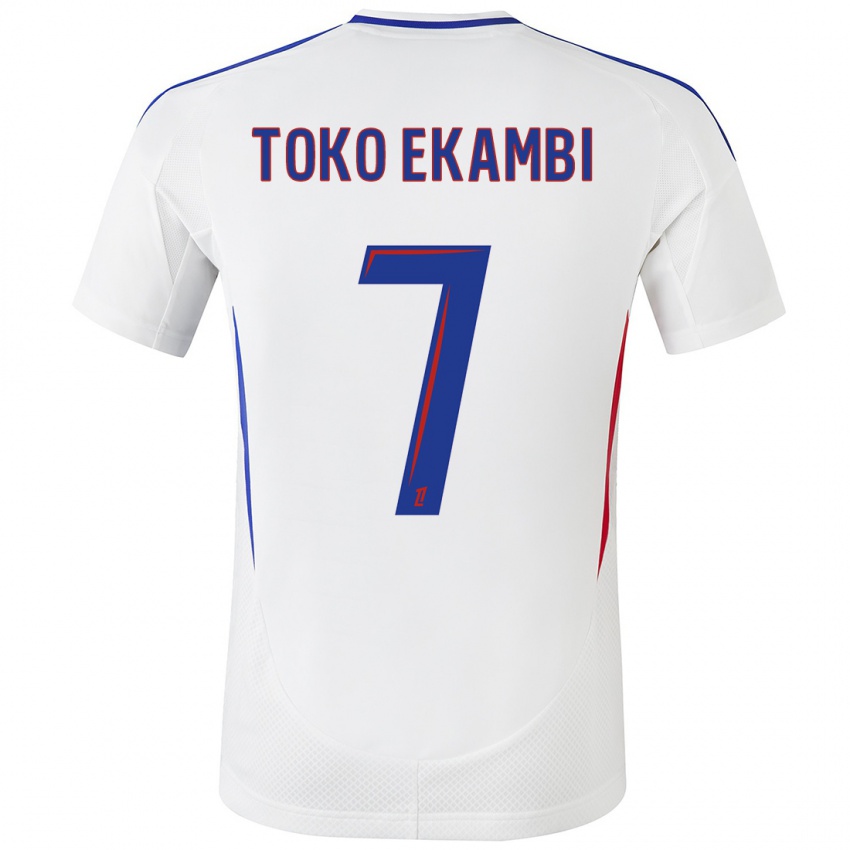 Niño Camiseta Karl Toko Ekambi #7 Blanco Azul 1ª Equipación 2024/25 La Camisa México