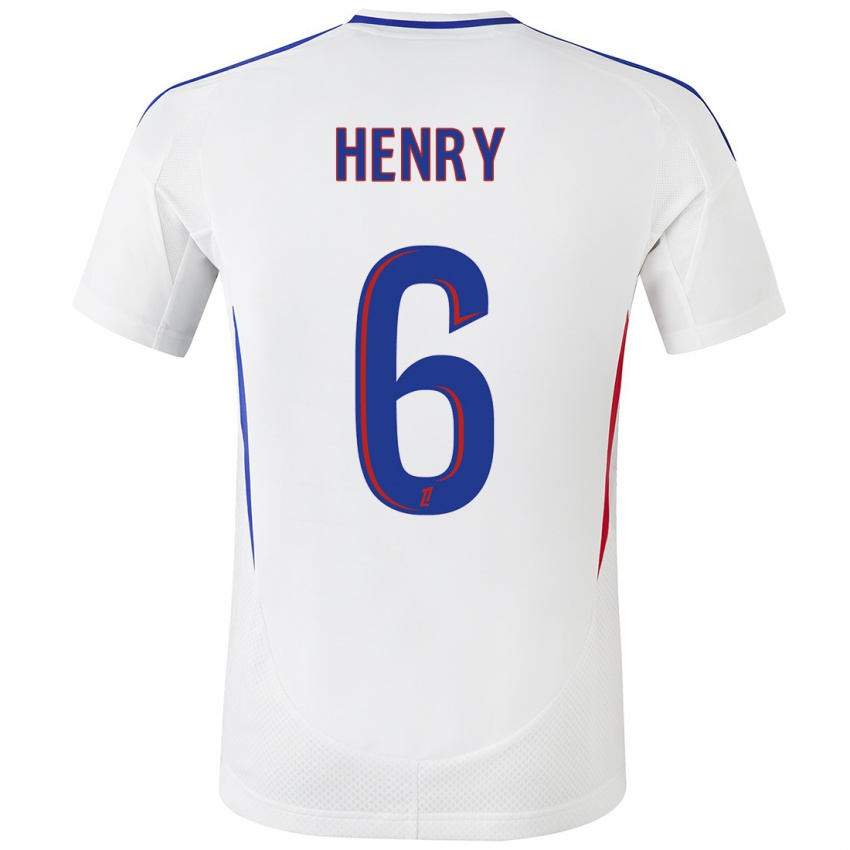 Niño Camiseta Amandine Henry #6 Blanco Azul 1ª Equipación 2024/25 La Camisa México