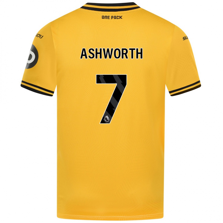 Niño Camiseta Fin Ashworth #7 Amarillo 1ª Equipación 2024/25 La Camisa México