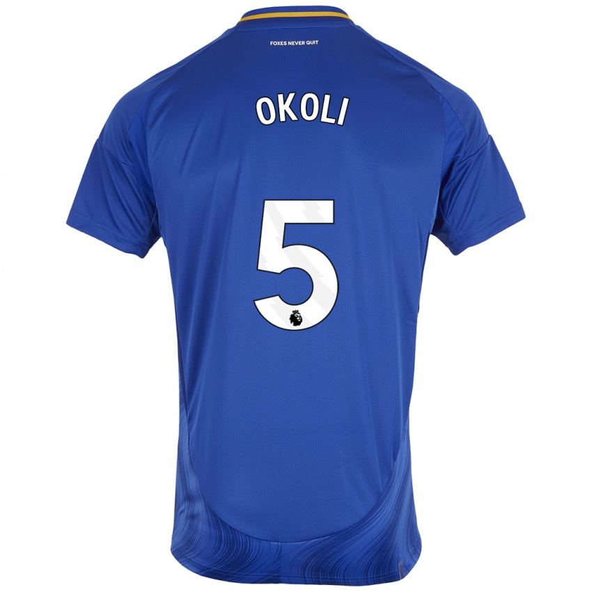 Niño Camiseta Caleb Okoli #5 Azul Blanco 1ª Equipación 2024/25 La Camisa México