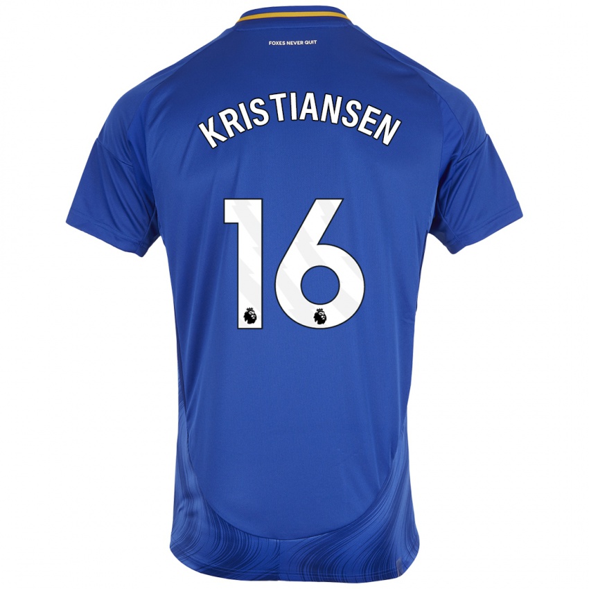 Niño Camiseta Victor Kristiansen #16 Azul Blanco 1ª Equipación 2024/25 La Camisa México