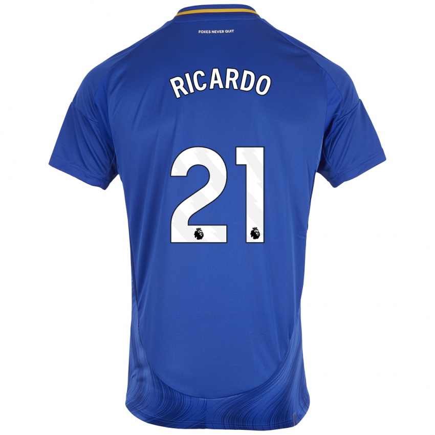 Niño Camiseta Ricardo Pereira #21 Azul Blanco 1ª Equipación 2024/25 La Camisa México