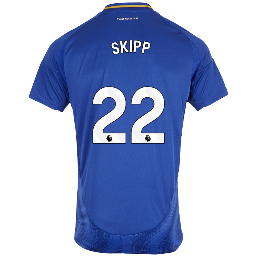 Niño Camiseta Oliver Skipp #22 Azul Blanco 1ª Equipación 2024/25 La Camisa México