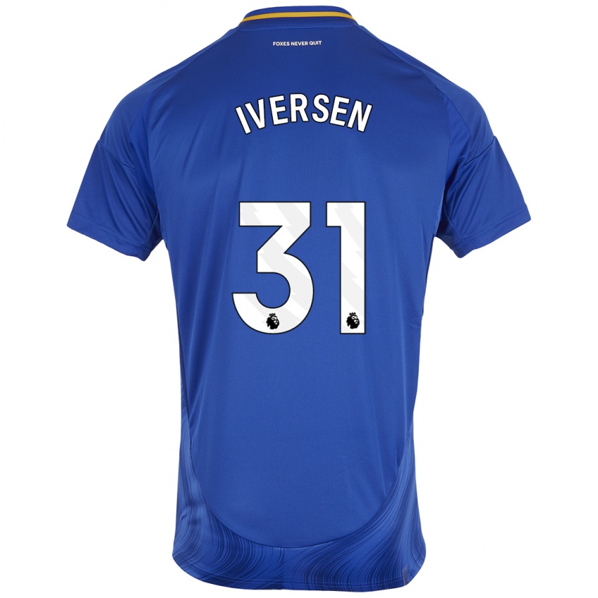 Niño Camiseta Daniel Iversen #31 Azul Blanco 1ª Equipación 2024/25 La Camisa México