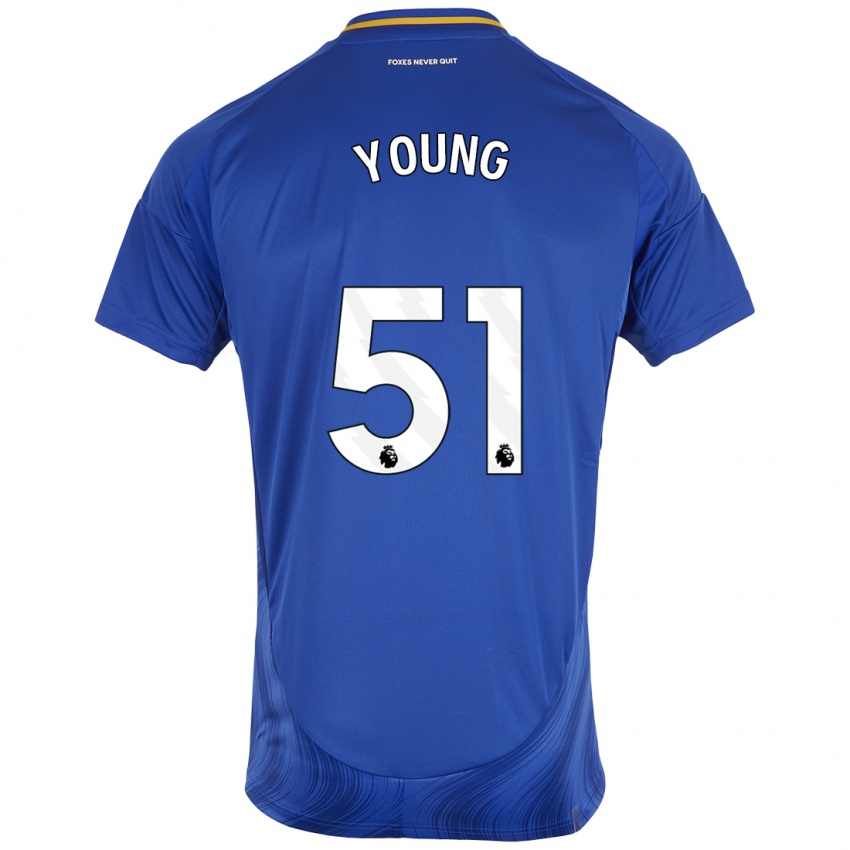 Niño Camiseta Brad Young #51 Azul Blanco 1ª Equipación 2024/25 La Camisa México