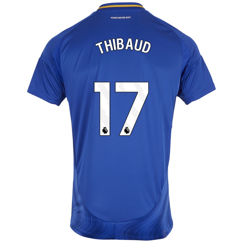 Niño Camiseta Julie Thibaud #17 Azul Blanco 1ª Equipación 2024/25 La Camisa México