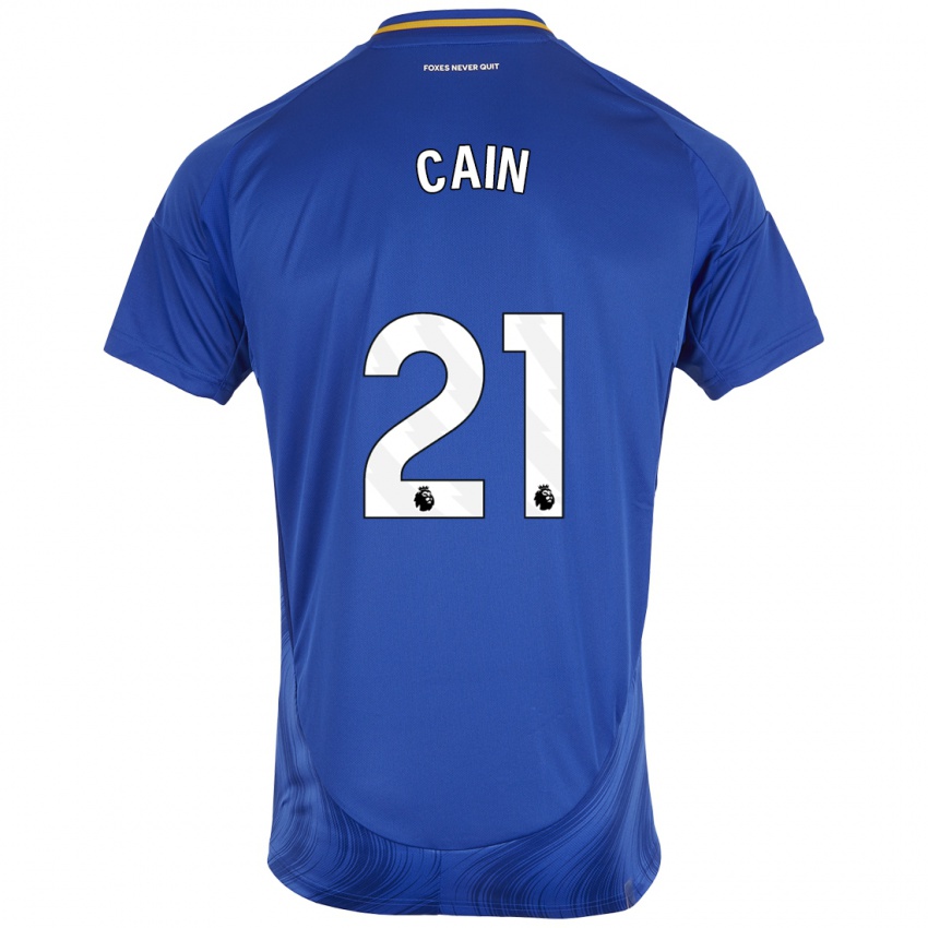 Niño Camiseta Hannah Cain #21 Azul Blanco 1ª Equipación 2024/25 La Camisa México