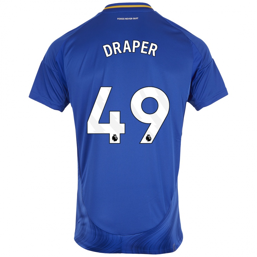 Niño Camiseta Denny Draper #49 Azul Blanco 1ª Equipación 2024/25 La Camisa México