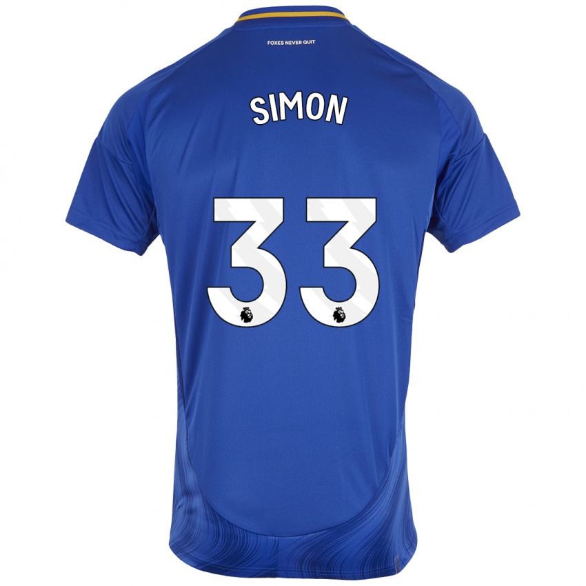 Niño Camiseta Erin Simon #33 Azul Blanco 1ª Equipación 2024/25 La Camisa México