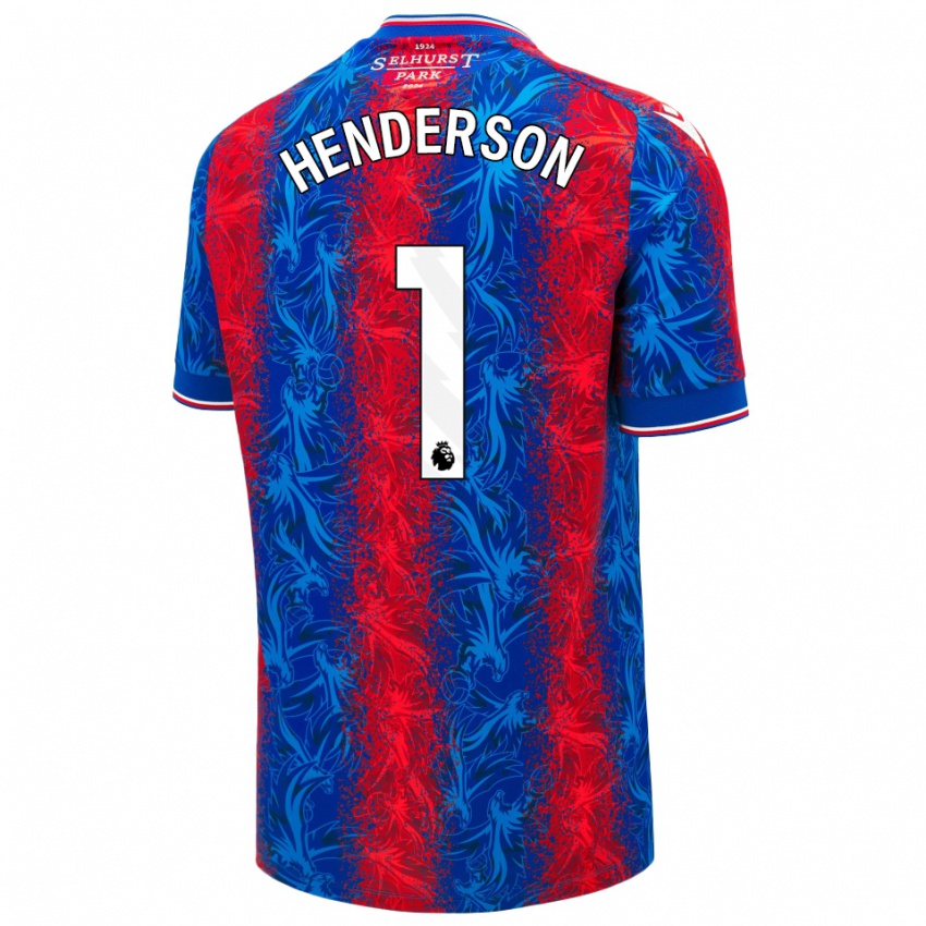 Niño Camiseta Dean Henderson #1 Rayas Rojas Y Azules 1ª Equipación 2024/25 La Camisa México