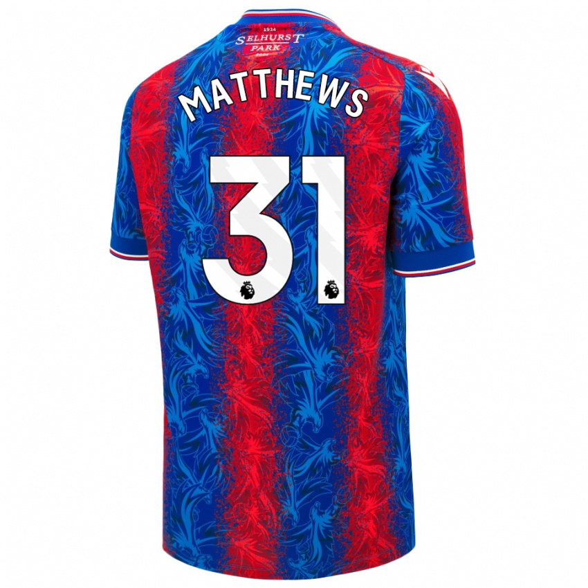 Niño Camiseta Remi Matthews #31 Rayas Rojas Y Azules 1ª Equipación 2024/25 La Camisa México