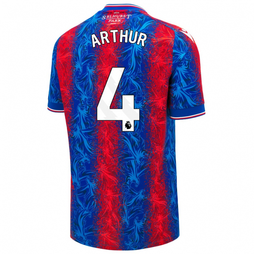 Niño Camiseta Chloe Arthur #4 Rayas Rojas Y Azules 1ª Equipación 2024/25 La Camisa México