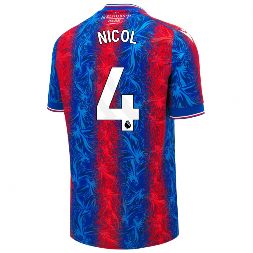 Niño Camiseta Leigh Nicol #4 Rayas Rojas Y Azules 1ª Equipación 2024/25 La Camisa México