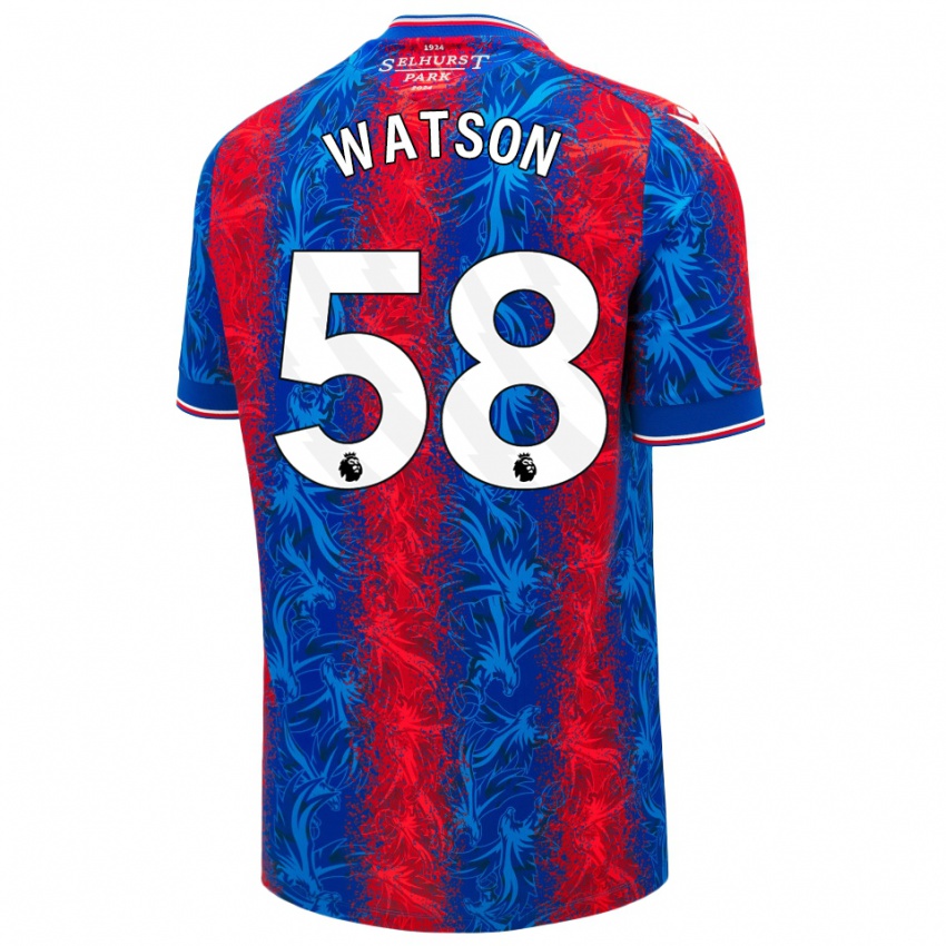 Niño Camiseta Noah Watson #58 Rayas Rojas Y Azules 1ª Equipación 2024/25 La Camisa México