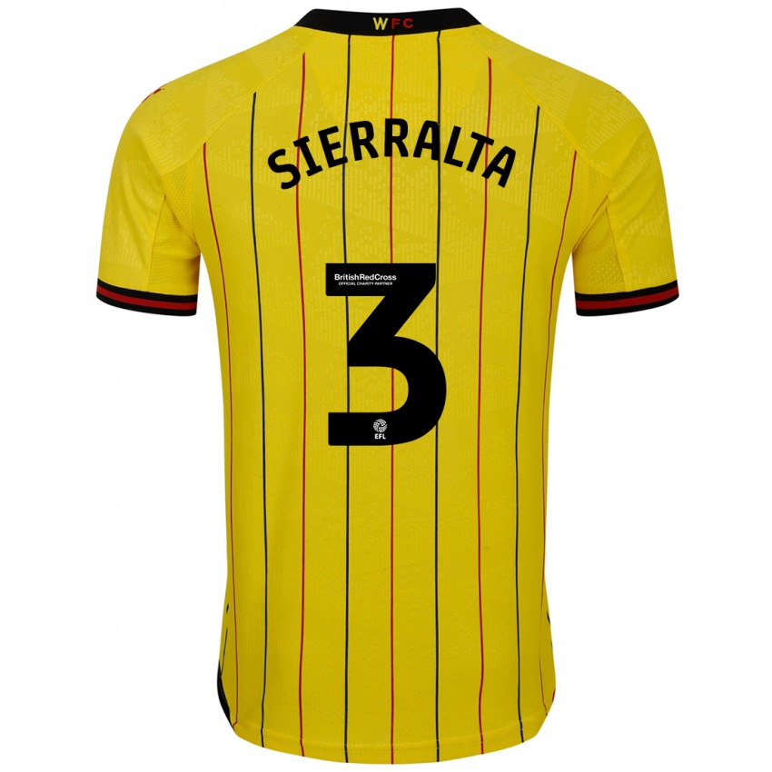 Niño Camiseta Francisco Sierralta #3 Amarillo Negro 1ª Equipación 2024/25 La Camisa México