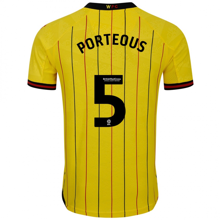 Niño Camiseta Ryan Porteous #5 Amarillo Negro 1ª Equipación 2024/25 La Camisa México