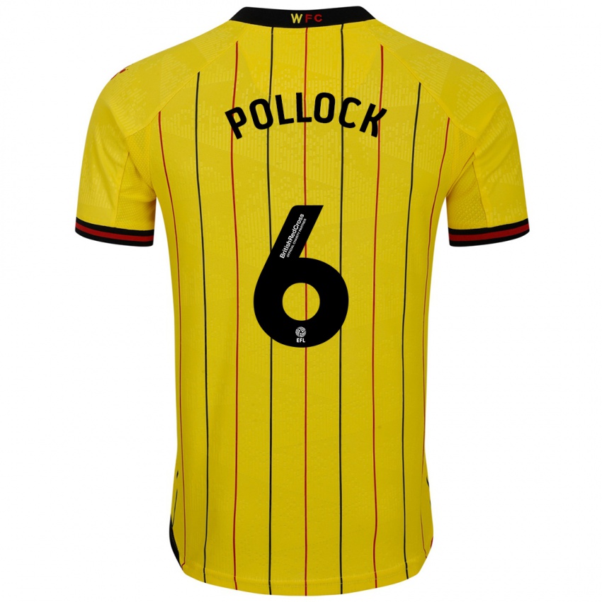 Niño Camiseta Mattie Pollock #6 Amarillo Negro 1ª Equipación 2024/25 La Camisa México