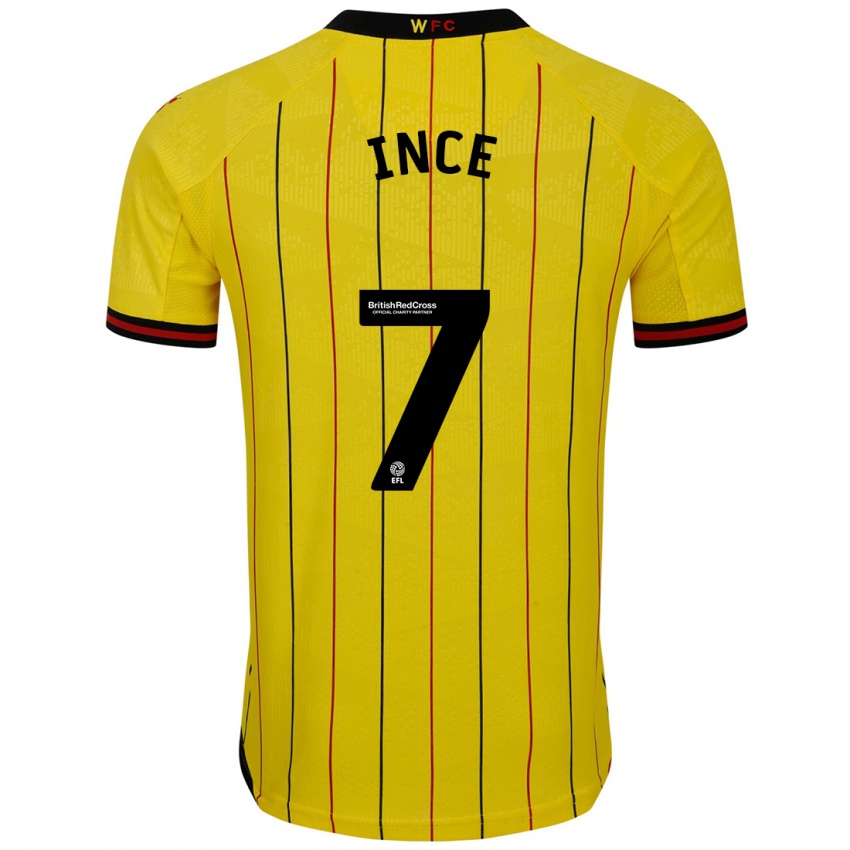 Niño Camiseta Tom Ince #7 Amarillo Negro 1ª Equipación 2024/25 La Camisa México