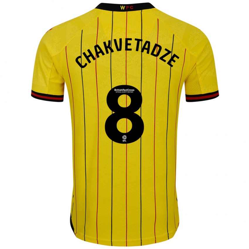 Niño Camiseta Giorgi Chakvetadze #8 Amarillo Negro 1ª Equipación 2024/25 La Camisa México