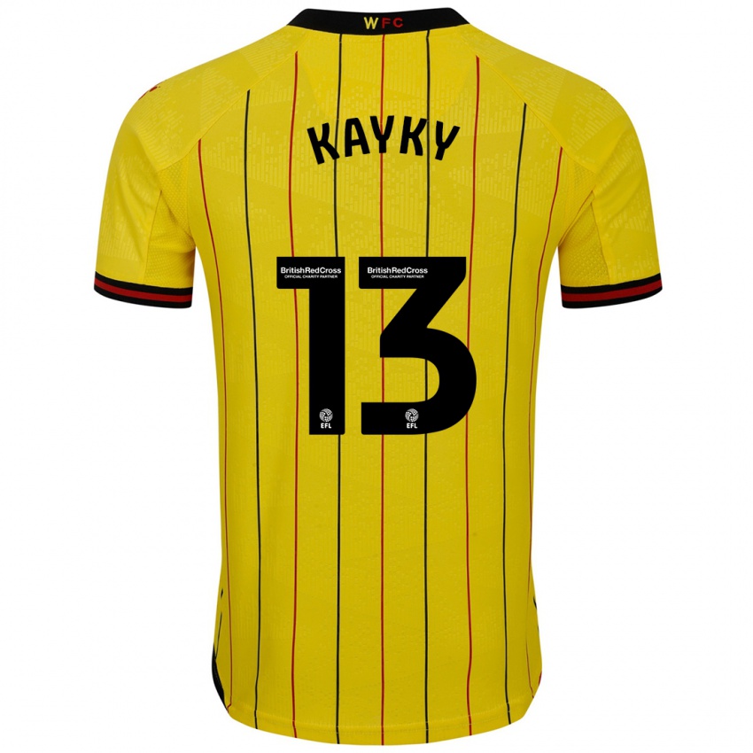 Niño Camiseta Kayky Almeida #13 Amarillo Negro 1ª Equipación 2024/25 La Camisa México